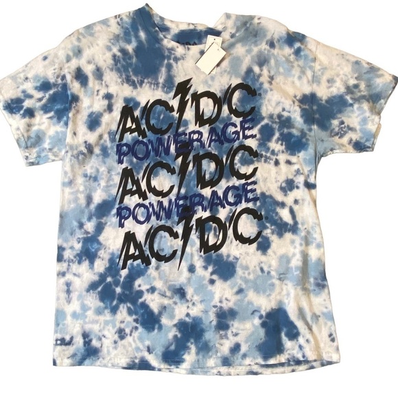NWT AC/DC Men's Officially Licensed Powerage Tie Dye Hard Rock Heavy Metal - Picture 1 of 4